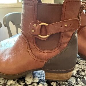 Merrell Chestnut Leather Buckle Boots